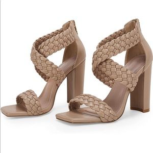 New braided  leather heels size 5.5 sandals